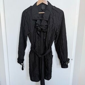 Due Per Due crinkled black trench coat